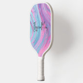 90s Pastel Marble voor- en achternaam & monogram Pickleball Paddle (Links)