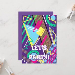 90s Patroon Retro Paars Geel Neon Kaart