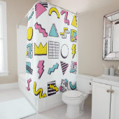 90's Pop Memphis Design Elements  Douchegordijn (In situ)