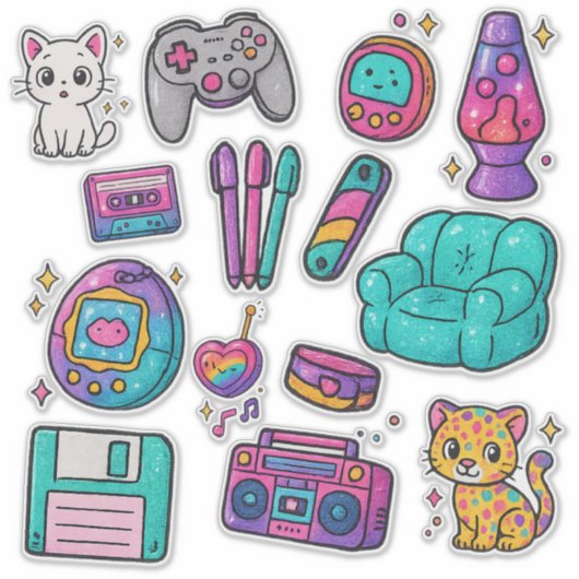90s Prop Pack Stickers – Glitter (Devant)