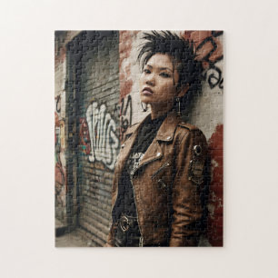 90s Punk Rock Aziatische vrouw rebel Legpuzzel