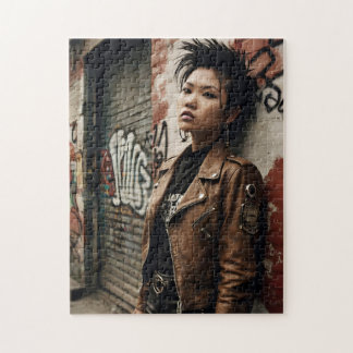 90s Punk Rock Aziatische vrouw rebel Legpuzzel