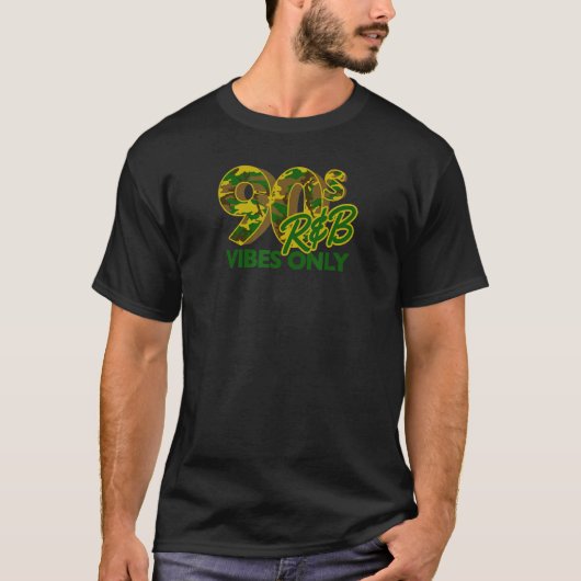 90s R&B Vibes Only Nineties RNB Muziek Camo Print T-shirt (Voorkant)
