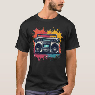 90s Retro Boombox Graphic Muziek T-shirt
