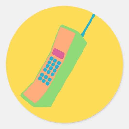 90s Retro "Brick" Telefoon Ronde Sticker (Voorkant)