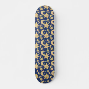 90s Retro Celestial Skateboard Deck Moon & Stars
