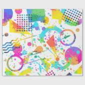 90s Retro Neon Pattern Design Gift Wrapping Paper Cadeaupapier (Vlak)