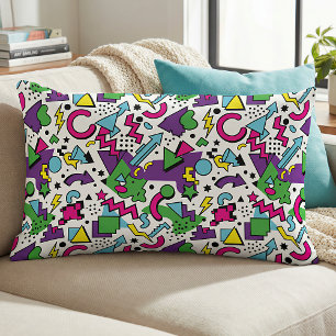 90s Retro Paars Turquoise Groen Memphis Stijl Kussen