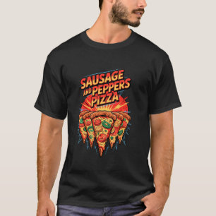 90s Retro Pizza Slice Worst Sausage En Paprika Fas T-shirt