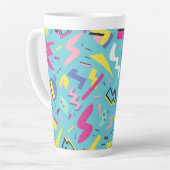 90s Retro Pop Art Pattern Latte Mok (Linkerhoek)