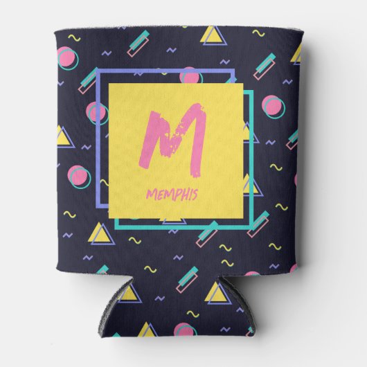 90s Retro tapijt geometrisch patroon Blikjeskoeler (Voorkant)