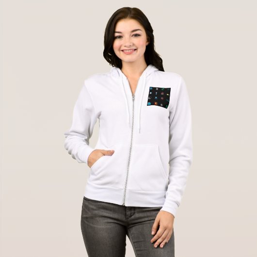 90s Retro Tech and Web Icon Pattern Hoodie (Voorkant volledig)