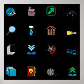 90s Retro Tech and Web Icon Pattern Poster (Voorkant)