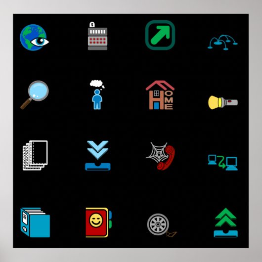 90s Retro Tech and Web Icon Pattern Poster (Voorkant)