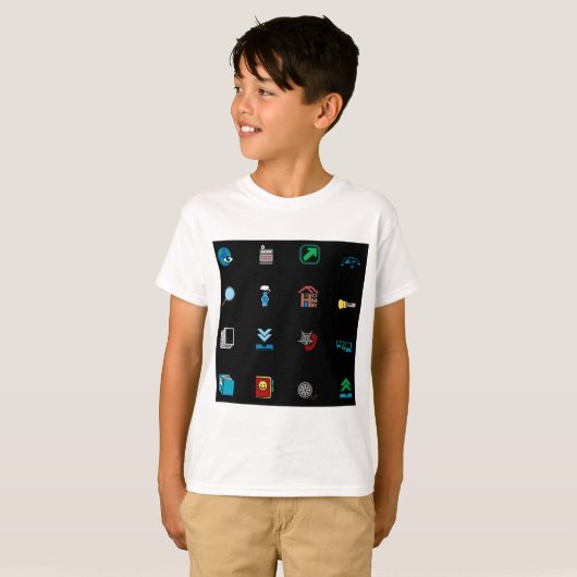 90s Retro Tech and Web Icon Pattern T-shirt (Voorkant volledig)