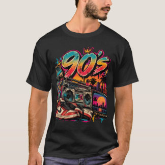 90s Retro Vintage Muziek Cassette Boombox Heren T- T-shirt