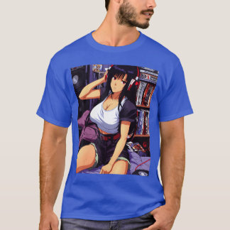 90s Retro Waifu Anime girl Chill Lofi Music retro  T-shirt