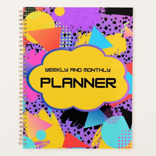 90s Retro Weekly and Monthly Planner – Colorful Ge (Devant)