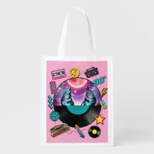 90s Retro Wolf Record Player All Over Print Tote