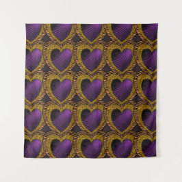 90s Rockabilly Punk Heart Tattoo Style Pattern Wandkleed