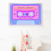 90's Roze Blauwe Pastel Cassette 21e Verjaardagsfe Spandoek (Insitu)