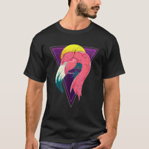 90s Sunset Synthwave Roze Flamingo Vaporwave Tropi T-shirt