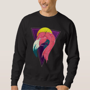 90s Sunset Synthwave Roze Flamingo Vaporwave Tropi Trui
