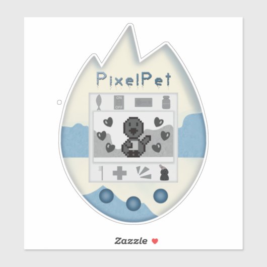 90s Throwback - Pixel Pet Penguin Digitale Pet (Bu Sticker (Vel)