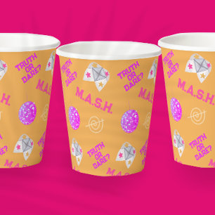 90's Throwback Roze en Sinaasappel Papieren Bekers