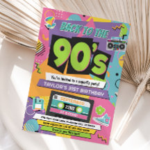 90s Uitnodiging voor verjaardagsfeestje