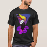 90s Vaporwave Tropische Palm Bomen Regenwoud Vogel