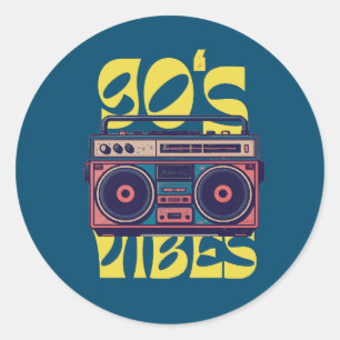 90's vibe  Boombox Ronde Sticker