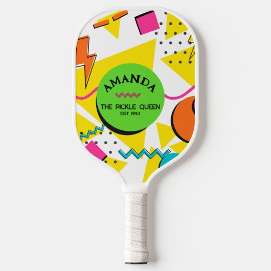 90s vormen, retro gepersonaliseerd pickleball paddle (Voorkant)