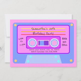 90's Y2K Bubblegum Roze Cassette 20 Verjaardagsfee Kaart