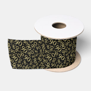 90ste Moderne Willekeurige Getalpatroon Goud/Zwart Lint