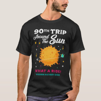 90ste reis rond de zon 90ste verjaardagsfeest t-shirt