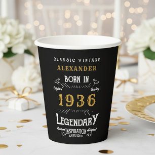 90ste verjaardag 1936 Legendarische Retro Papieren Bekers