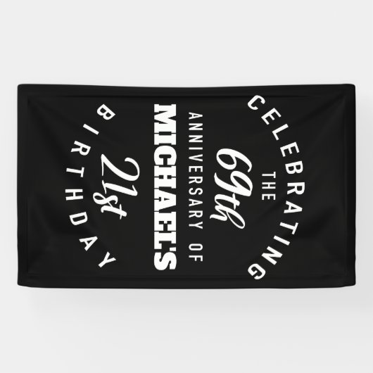 90ste verjaardag, 90 jaar oud, gepersonaliseerd, g spandoek (Horizontaal)