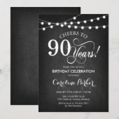 90ste verjaardag - Chalkboard Zwart Wit Kaart (Voorkant / Achterkant)