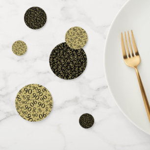 90ste verjaardag Cool nummer Patroon Goud en Zwart Confetti