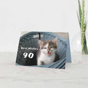 90ste verjaardag Crazy Kitten Kaart