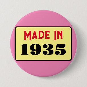 90ste Verjaardag feest geboren 1935 90 pin Ronde Button 7,6 Cm