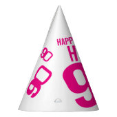 90ste verjaardag foto aangepaste foto roze wit feesthoedjes (Links)