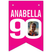 90ste verjaardag foto roze wit vlaggetjes (Eerste vlag)