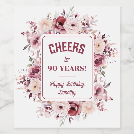 90ste verjaardag gepersonaliseerde Bourgondische r Wijn Etiket (Enkel label)