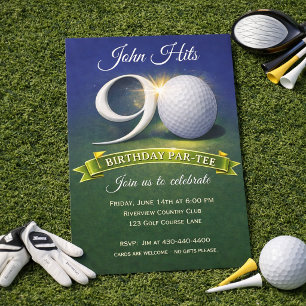 90ste verjaardag golf thema kaart