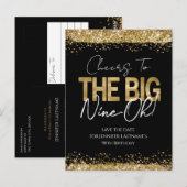 90ste verjaardag Goud Zwart Save the Date-ansichtk Briefkaart (Voorkant / Achterkant)