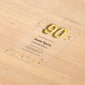 90ste verjaardag gouden sterren helder acryl uitnodigingen (Laagn)