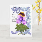 90ste Verjaardag Kaart met Moonies schattige bloei (Gele Bloem)