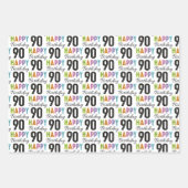 90ste verjaardag Kleurrijk Typografie Wrapping Pap Inpakpapier Vel (Voorkant 3)